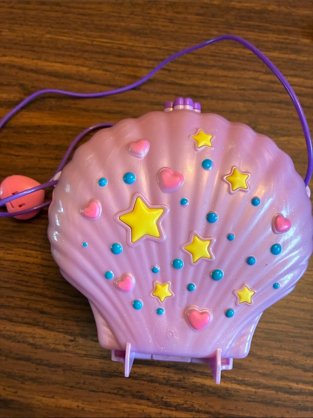 Sparkle Shell Carry Case Toy Purse - Pink with Yellow Stars & Blue Dots